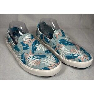 OLUKAI Lae’ahi Pa’l Slip-on Canvas Shoes Men’s Sz 8 Blue Swell Aloha NWOB